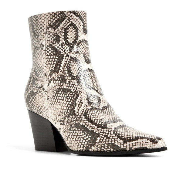 Aldo Faux Leather Snakeskin Black and White Ankle Boots Women’s Size 9 NWOT - Picture 1 of 14